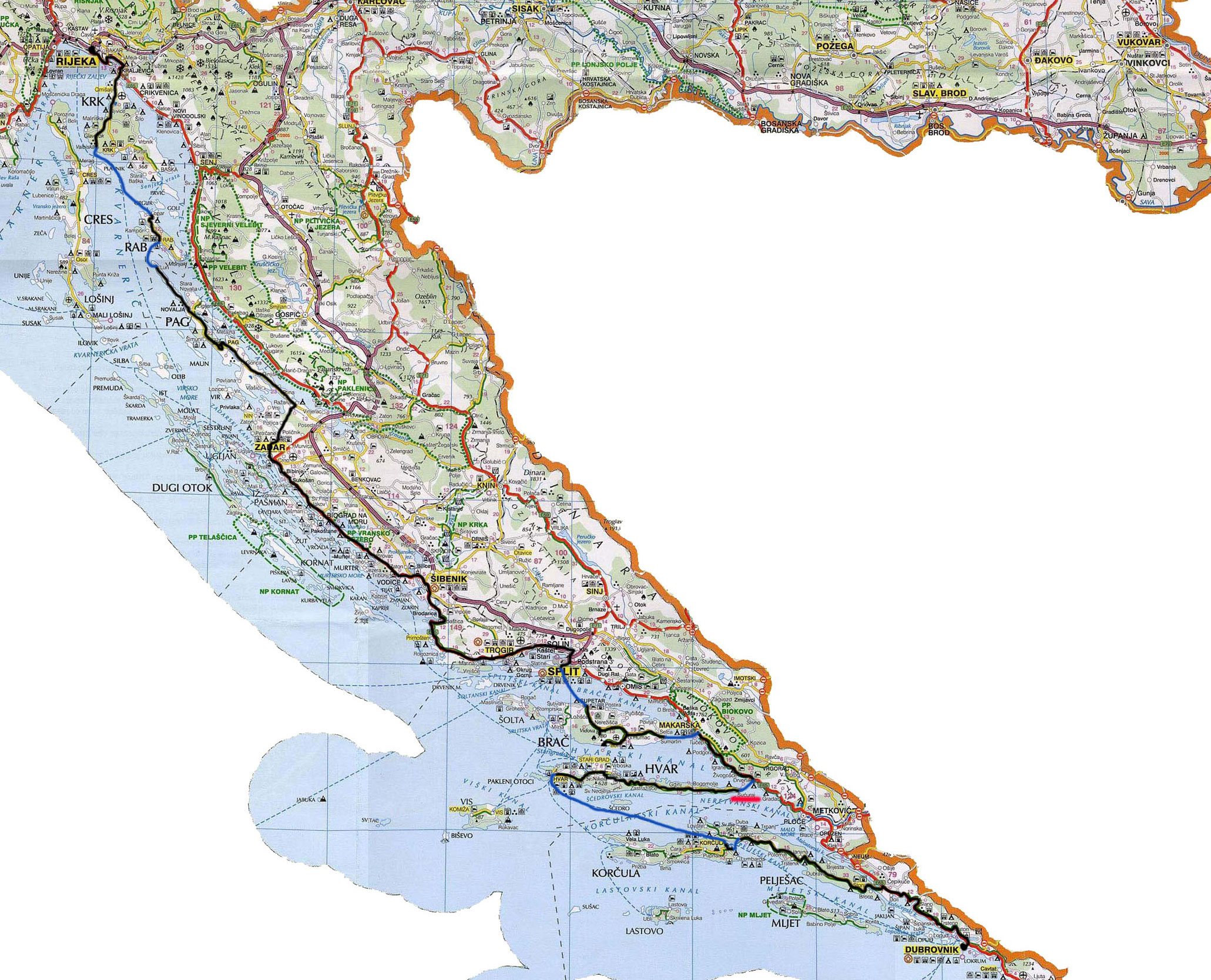 zemljevid kolesarjenja po jadranu
