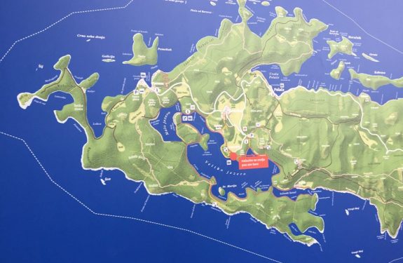 Karta Nacionalnega Parka na otoku Mljet.