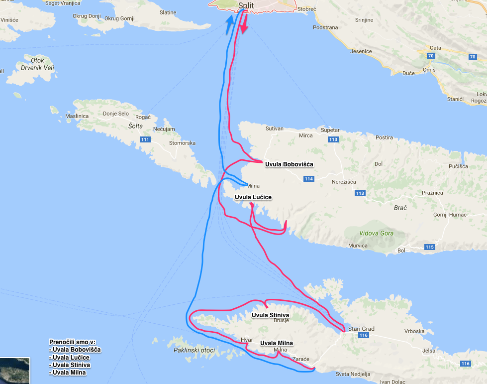 zemljevid srednja dalmacija